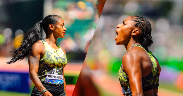 Sha’Carri Richardson & Melissa Jefferson-Wooden | Photos by Audrey Allen / @audreyallen17