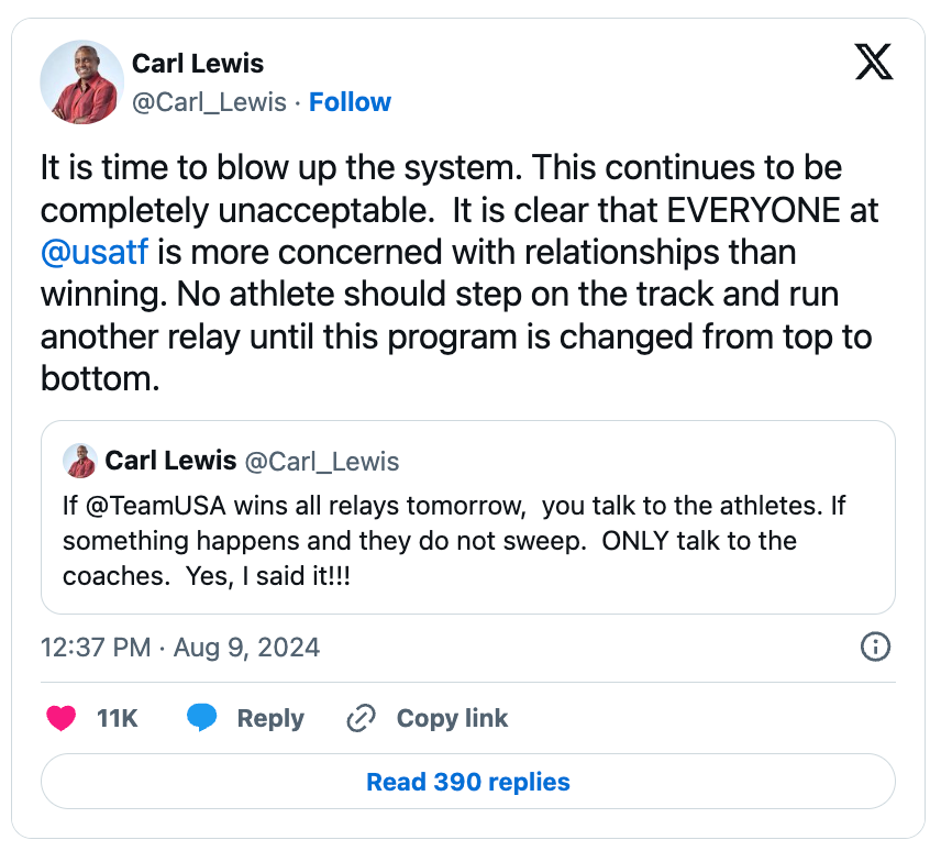 Carl Lewis Tweet