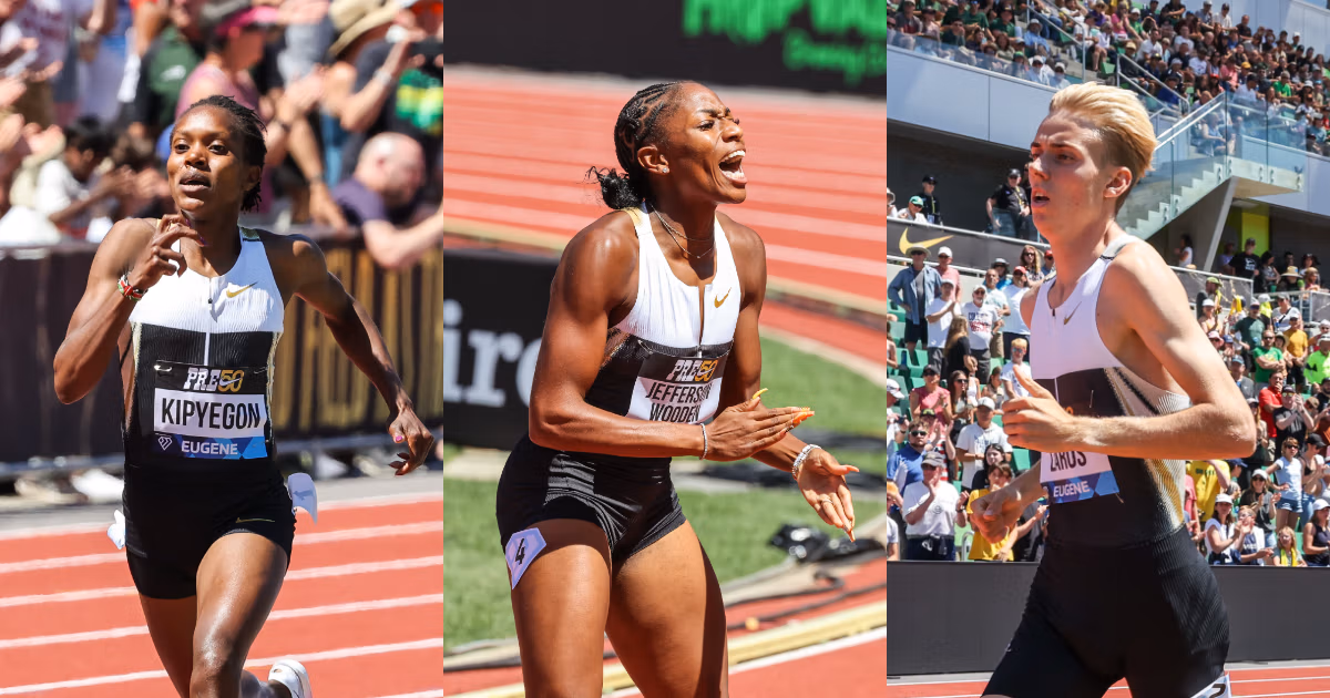 Faith Kipyegon, Melissa Jefferson-Wooden, Niels Laros