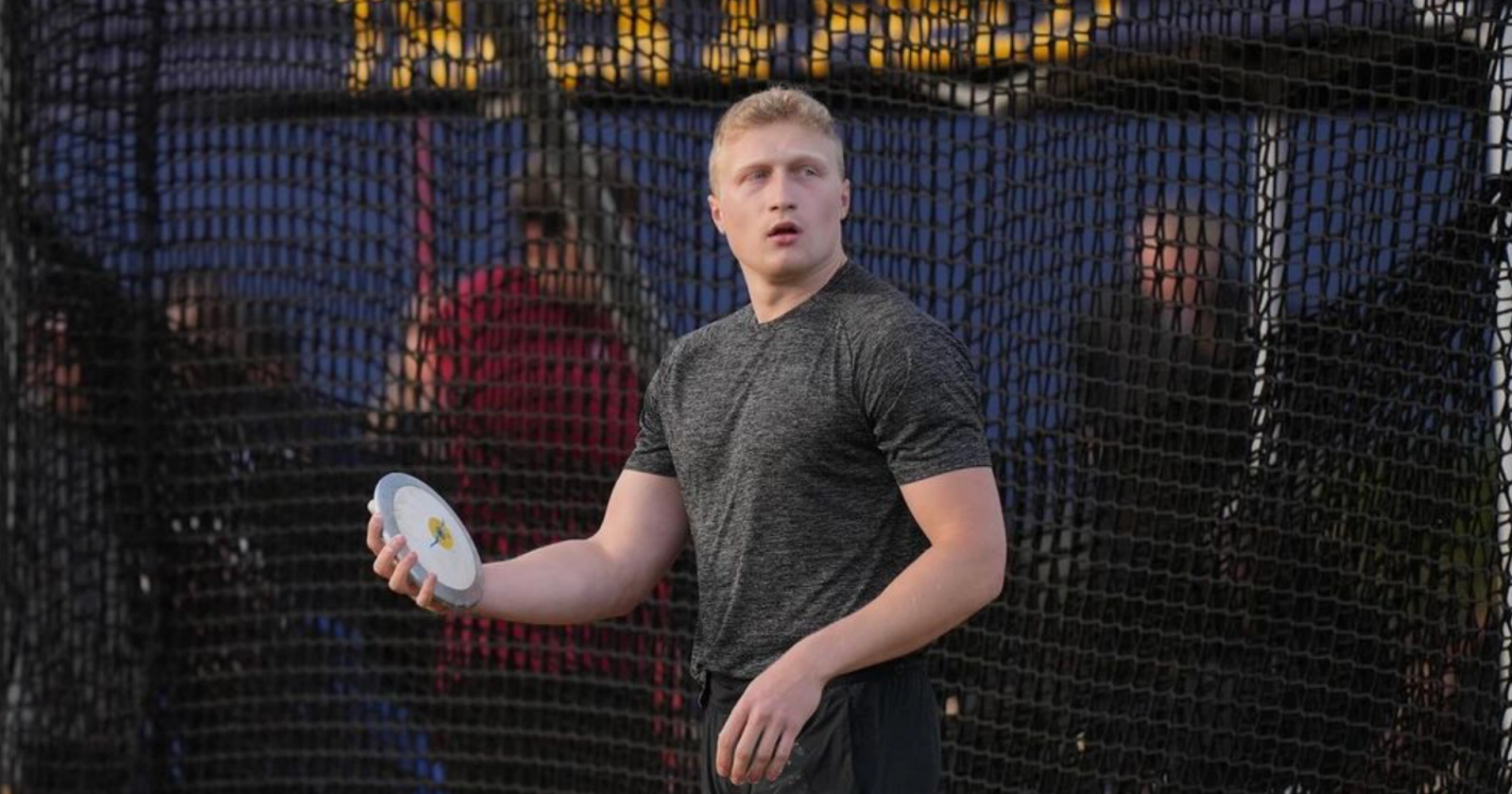 Mykolas Alekna competing at Cal Berkeley in the discus.