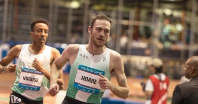 Oliver Hoare competing at the 2023 Millrose Games.